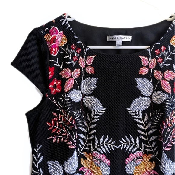 Sandra Darren Floral Print Cap Sleeve Lightweight Women's Midi Dress - Picture 5 of 5